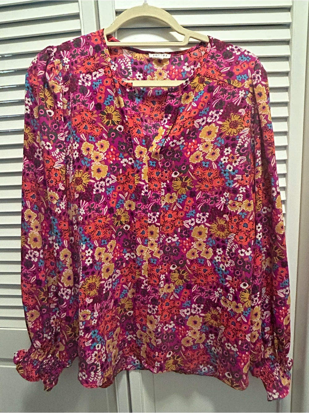 JODIFL Multicolor Floral V-Neck Blouse - Pink & Yellow